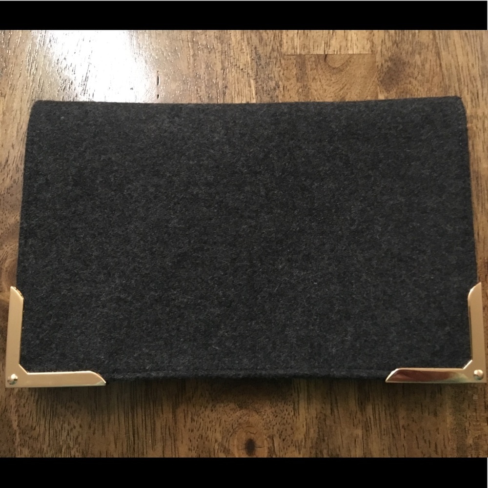 Gray/charcoal colored wool clutch by Shiraleah NWT